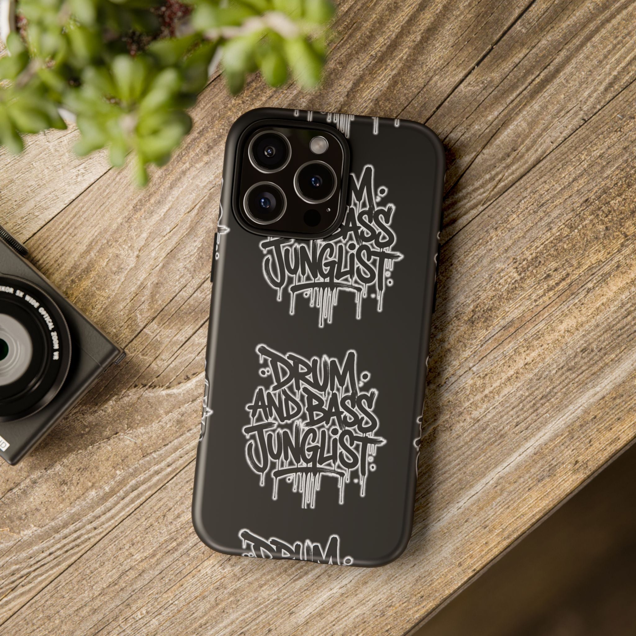 Drum and Bass Junglist Black Graffiti Tough Phone Case | iPhone & Samsung Protective Case
