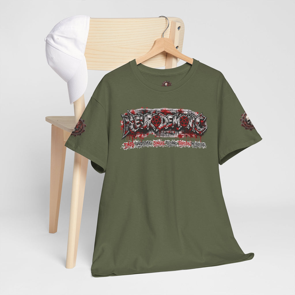 NEURODEMONIC™ Graffiti Skull Pentagram T Shirt | DNB Hardstyle Jungle Techno Trapcore Metalcore Streetwear |Skull Tee — Gildan Graphic Shirt