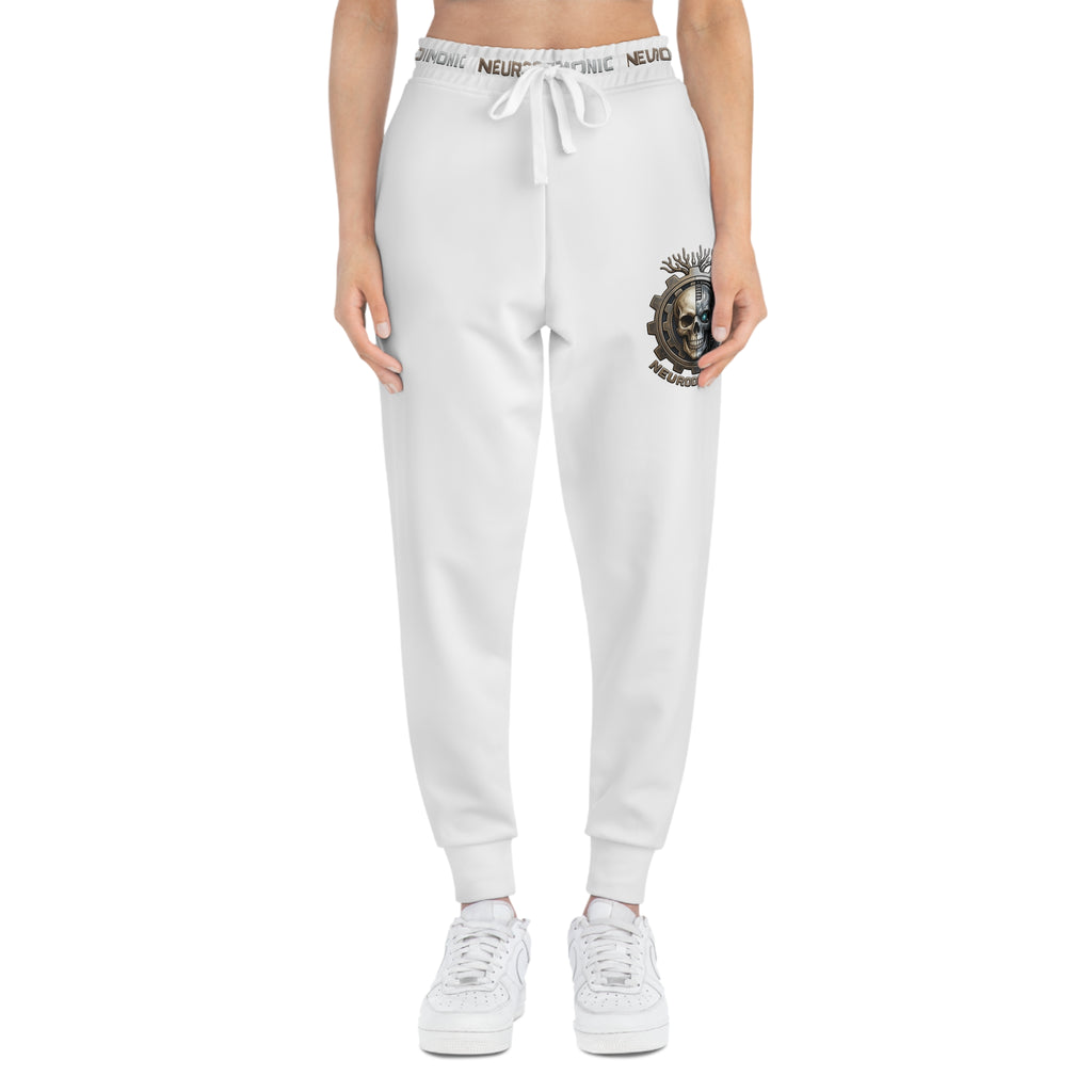 NeuroDemonic Logo Joggers – Premium White Streetwear Sweatpants