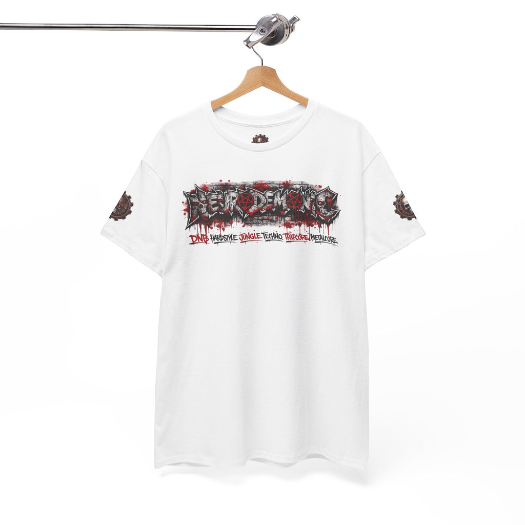 NEURODEMONIC™ Graffiti Skull Pentagram T Shirt | DNB Hardstyle Jungle Techno Trapcore Metalcore Streetwear |Skull Tee — Gildan Graphic Shirt
