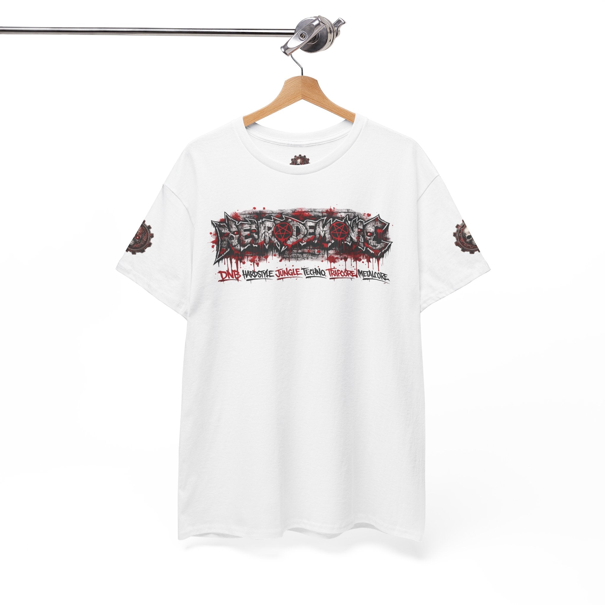 NEURODEMONIC™ Graffiti Skull Pentagram T Shirt | DNB Hardstyle Jungle Techno Trapcore Metalcore Streetwear |Skull Tee — Gildan Graphic Shirt