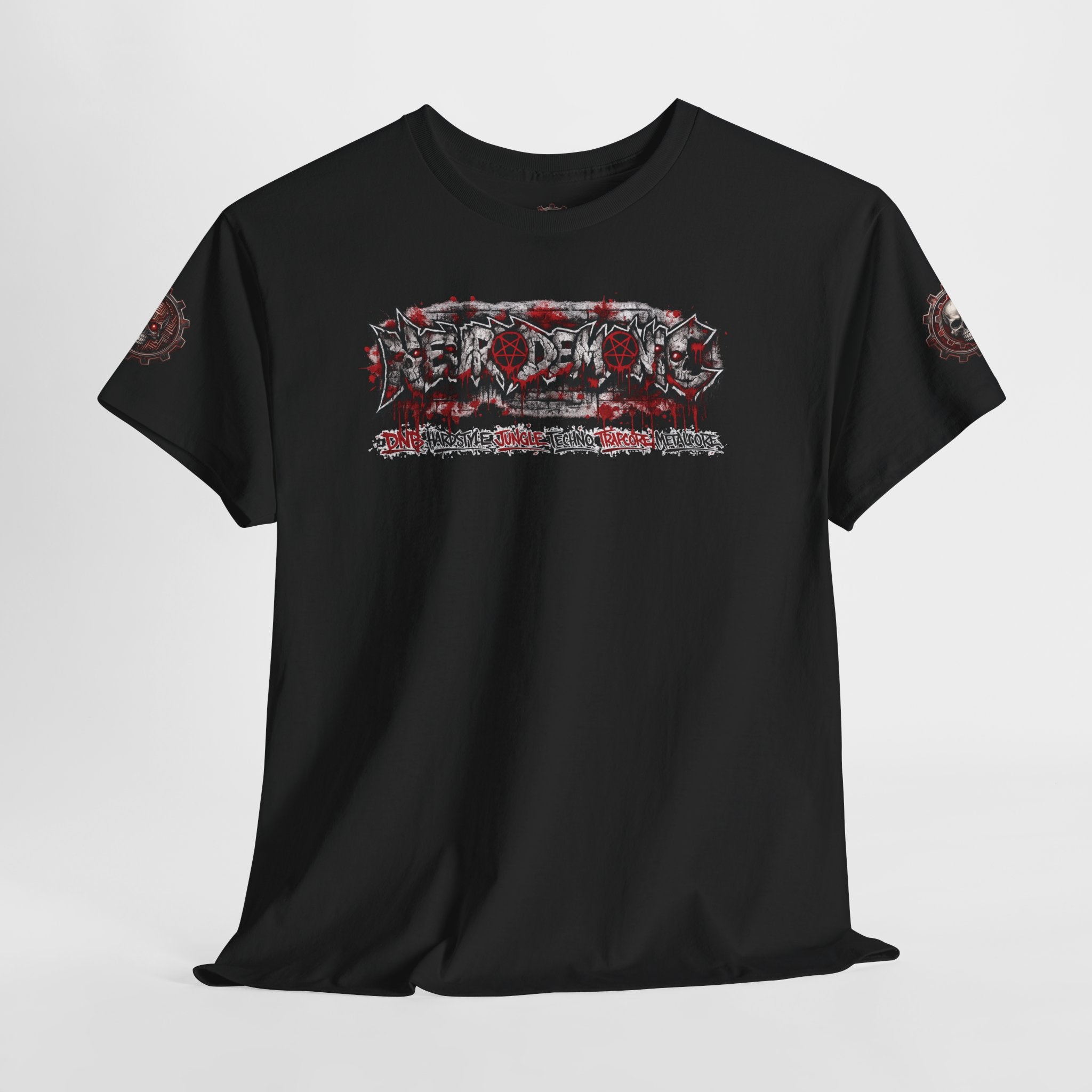 NEURODEMONIC™ Graffiti Skull Pentagram T Shirt | DNB Hardstyle Jungle Techno Trapcore Metalcore Streetwear |Skull Tee — Gildan Graphic Shirt