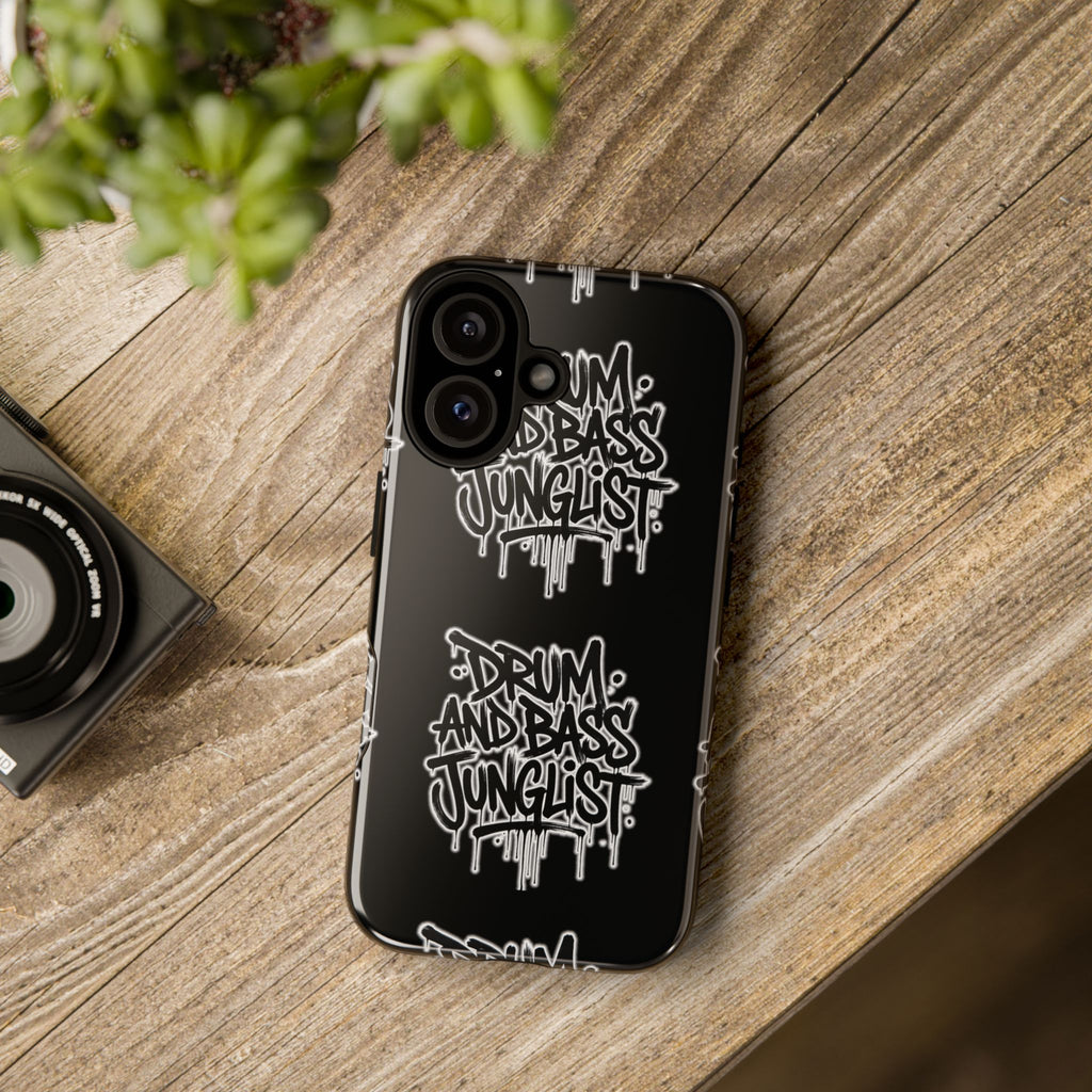 Drum and Bass Junglist Black Graffiti Tough Phone Case | iPhone & Samsung Protective Case