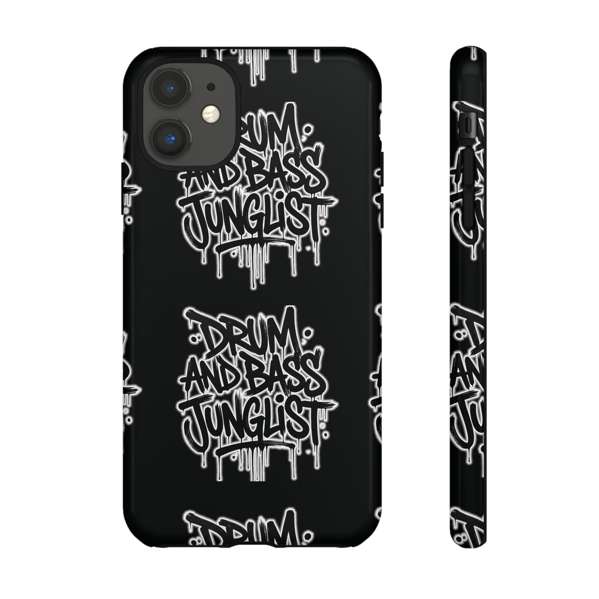 Drum and Bass Junglist Black Graffiti Tough Phone Case | iPhone & Samsung Protective Case