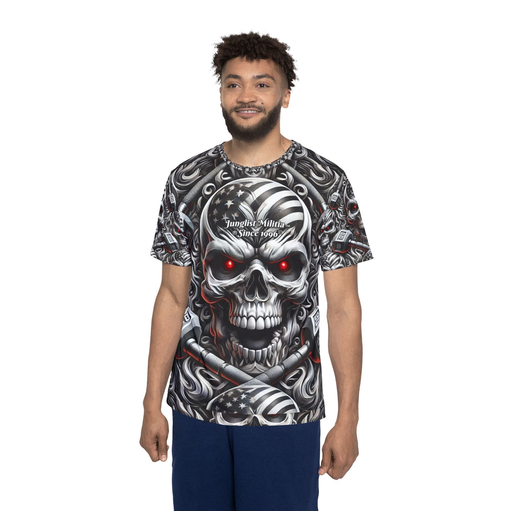 BODYBUILDER Medieval Skulls Men's Sports Jersey-  Stretchy made for BODYBUILDERS  with 100% moisture-wicking performance polyester - Junglist Militia Since 1996