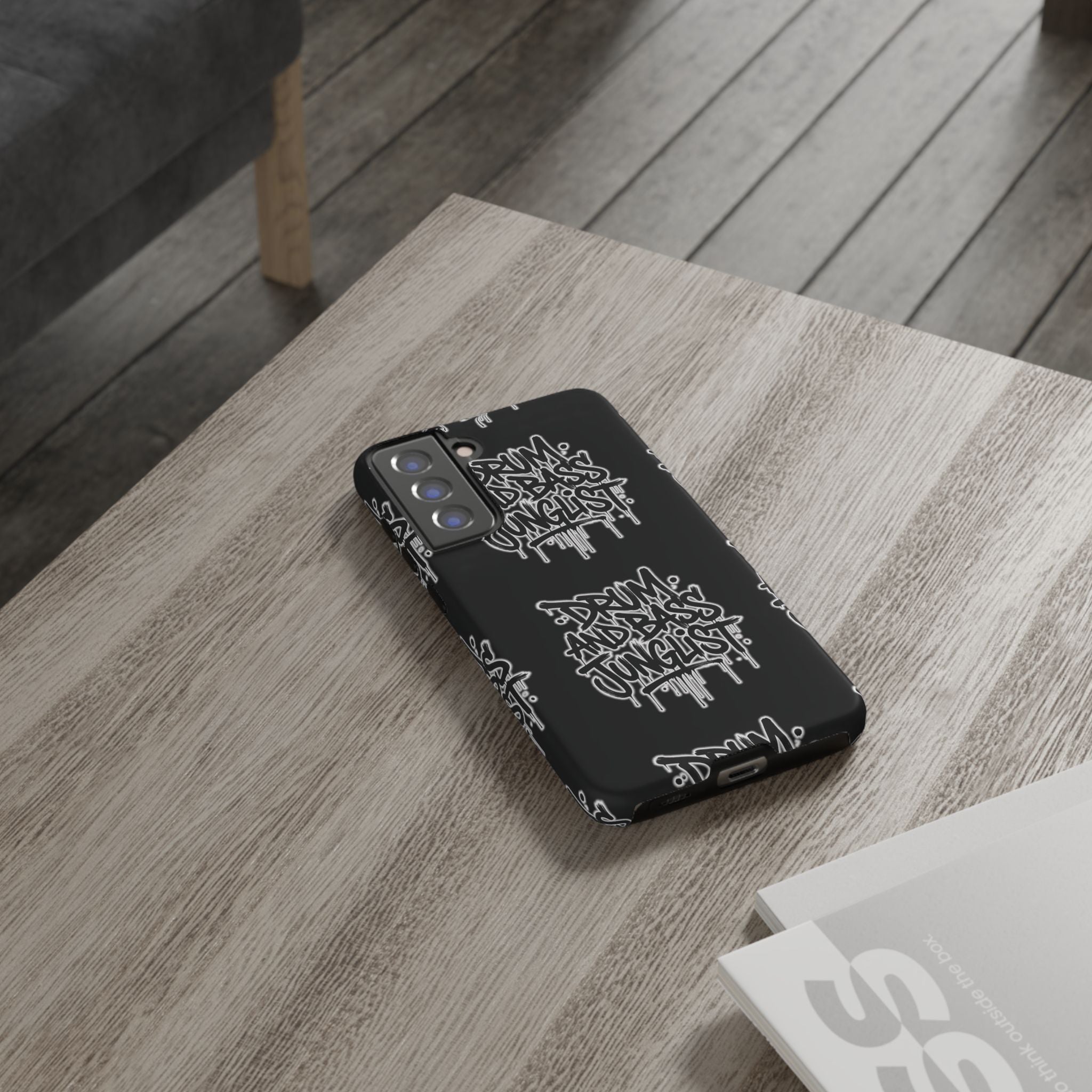 Drum and Bass Junglist Black Graffiti Tough Phone Case | iPhone & Samsung Protective Case