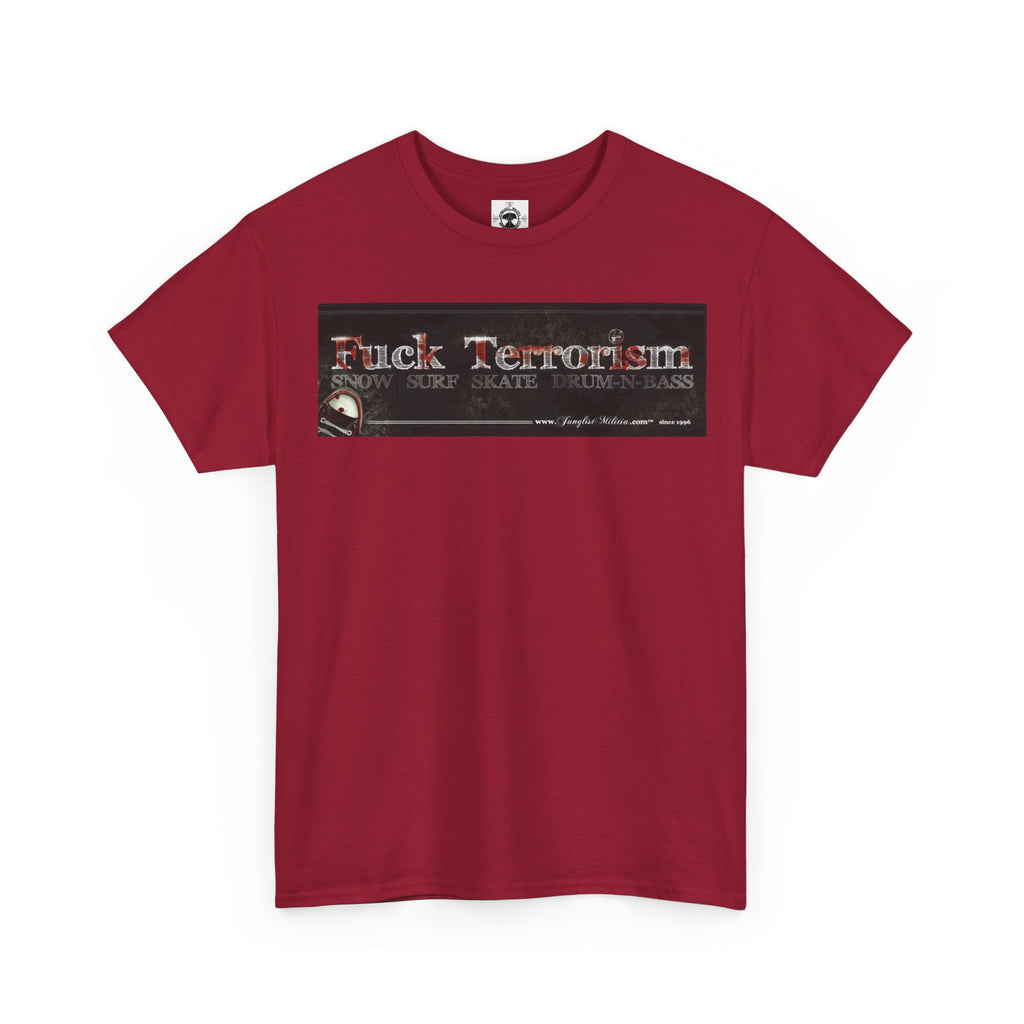 Fuck Terrorism 1st gen. Bomb Threat Logo - Unisex Heavy Cotton Tee - Junglist Militia Since 1996