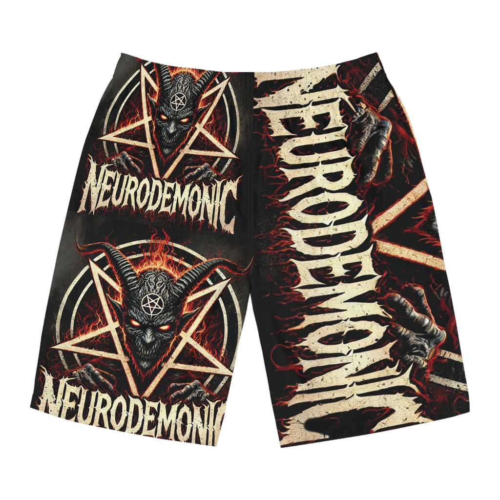 NeuroDemonic Infernal Baphomet Board Shorts – Premium All-Over Print Edition