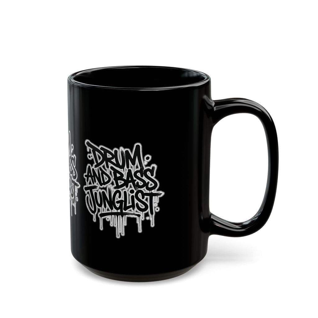 Drum and Bass Junglist Black Coffee Mug – Graffiti Logo | 11oz & 15oz | NeuroDemonic® Official Merchandise