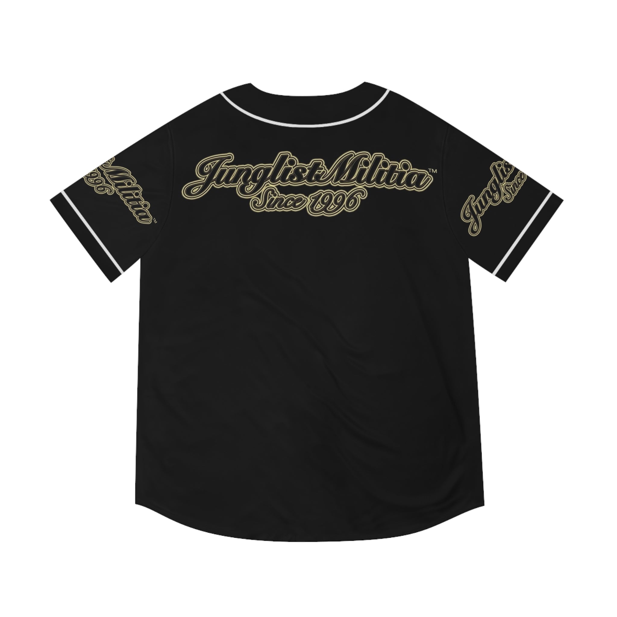 Men's Baseball Jersey (AOP)-Junglist Militia Since 1996 2nd Generation Logo
