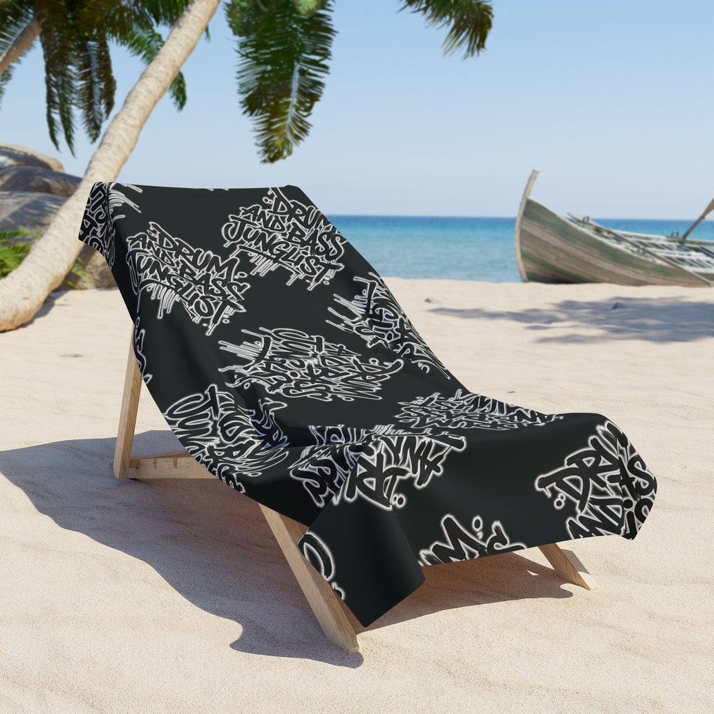Drum and Bass Junglist Graffiti Beach Towel | Urban Surf Vibe | Premium Festival & Beach Towel (2 Sizes)