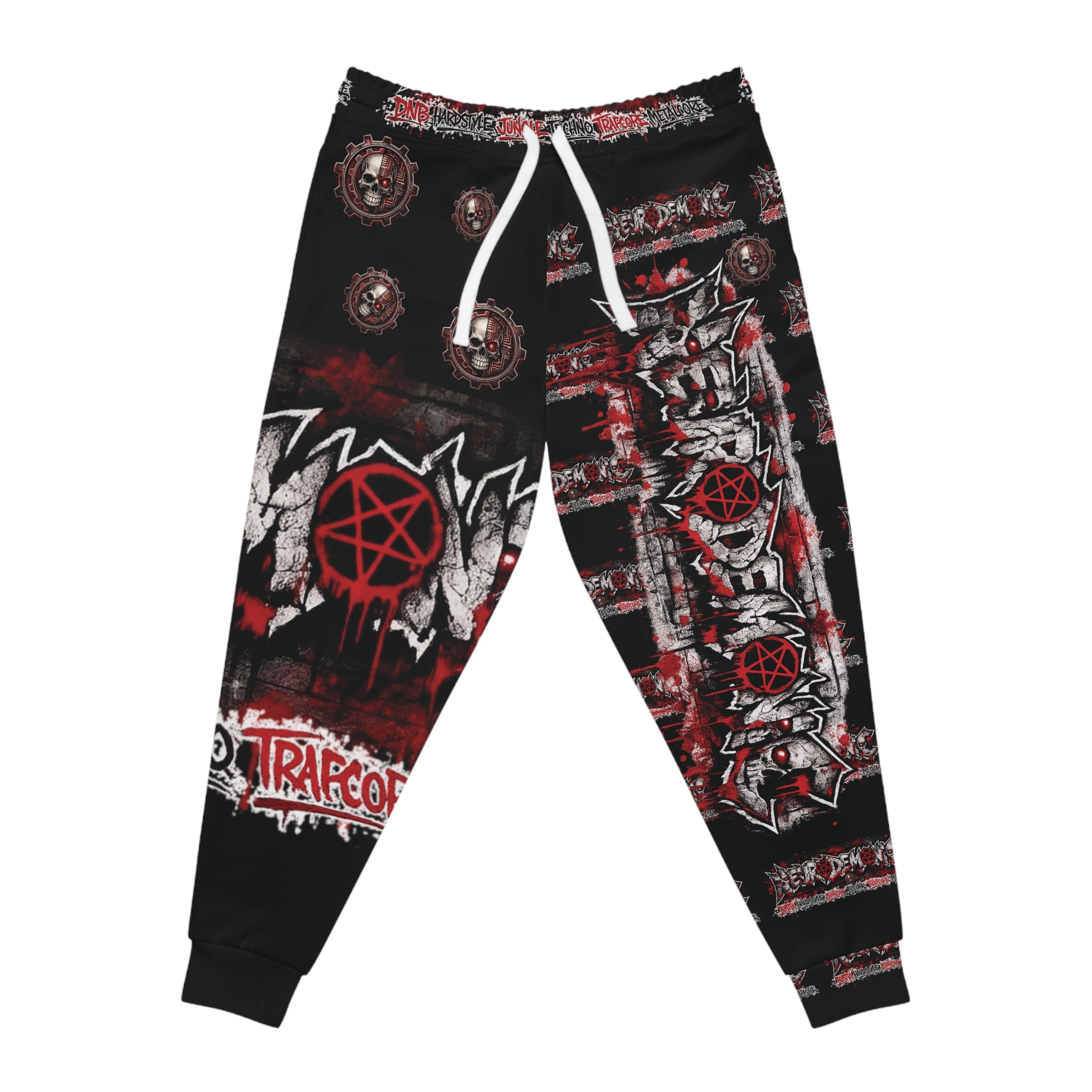 NEURODEMONIC™ Graffiti Skull Pentagram Joggers | DNB Hardstyle Jungle Techno Trapcore Metalcore Streetwear