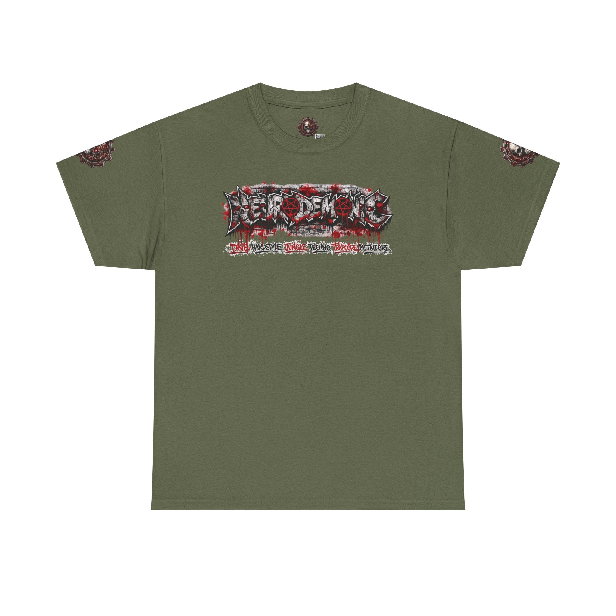 NEURODEMONIC™ Graffiti Skull Pentagram T Shirt | DNB Hardstyle Jungle Techno Trapcore Metalcore Streetwear |Skull Tee — Gildan Graphic Shirt