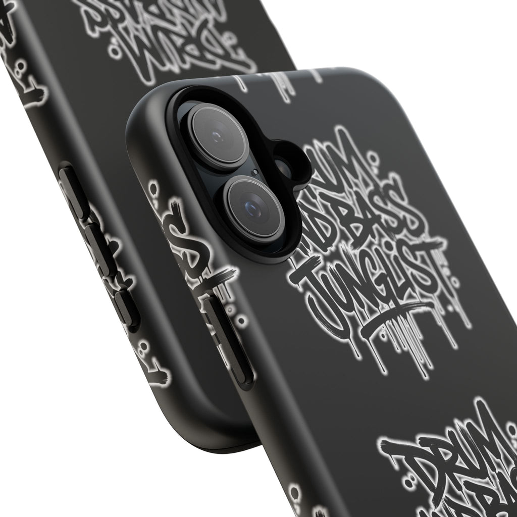 Drum and Bass Junglist Black Graffiti Tough Phone Case | iPhone & Samsung Protective Case