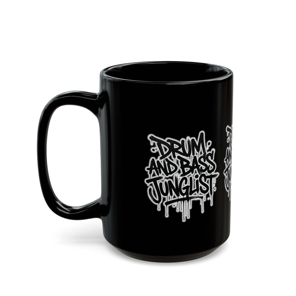 Drum and Bass Junglist Black Coffee Mug – Graffiti Logo | 11oz & 15oz | NeuroDemonic® Official Merchandise
