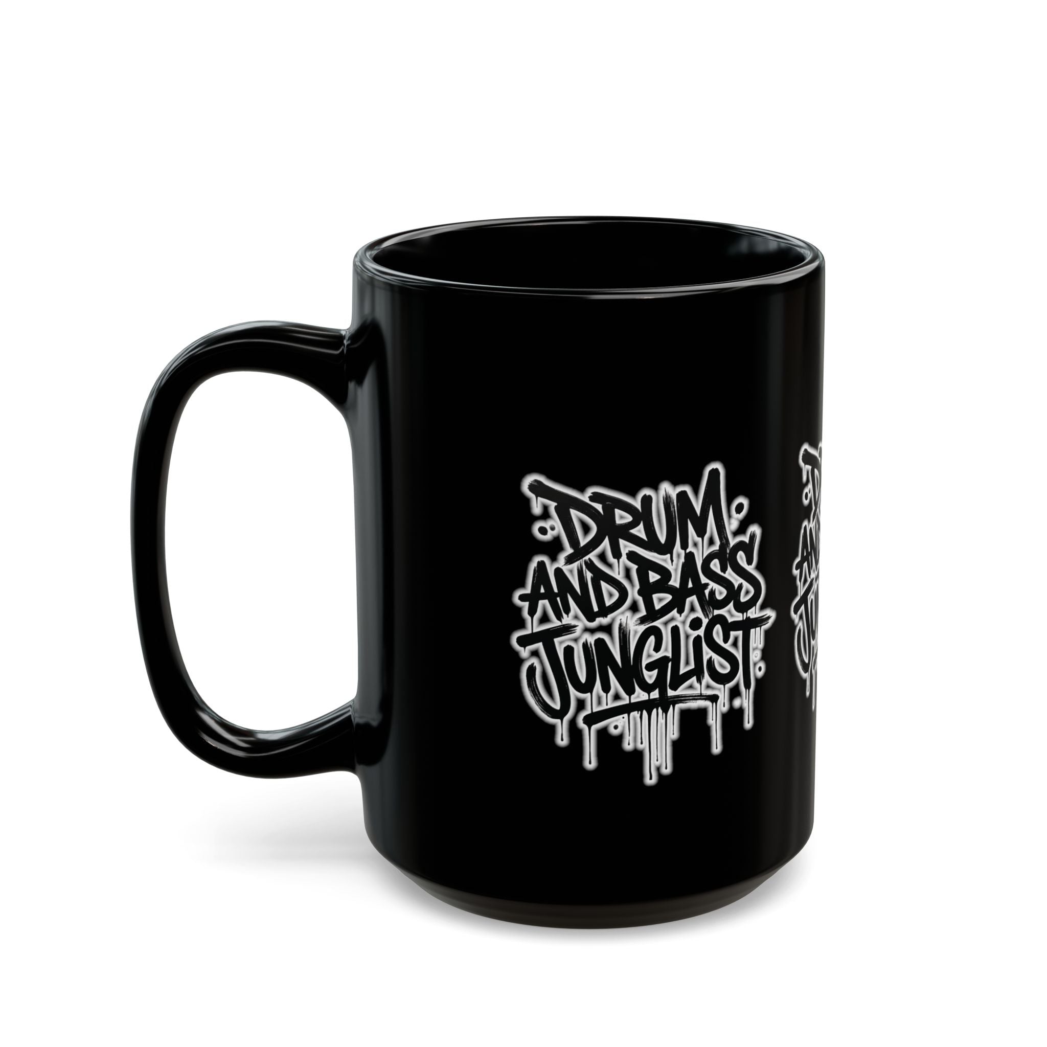 Drum and Bass Junglist Black Coffee Mug – Graffiti Logo | 11oz & 15oz | NeuroDemonic® Official Merchandise