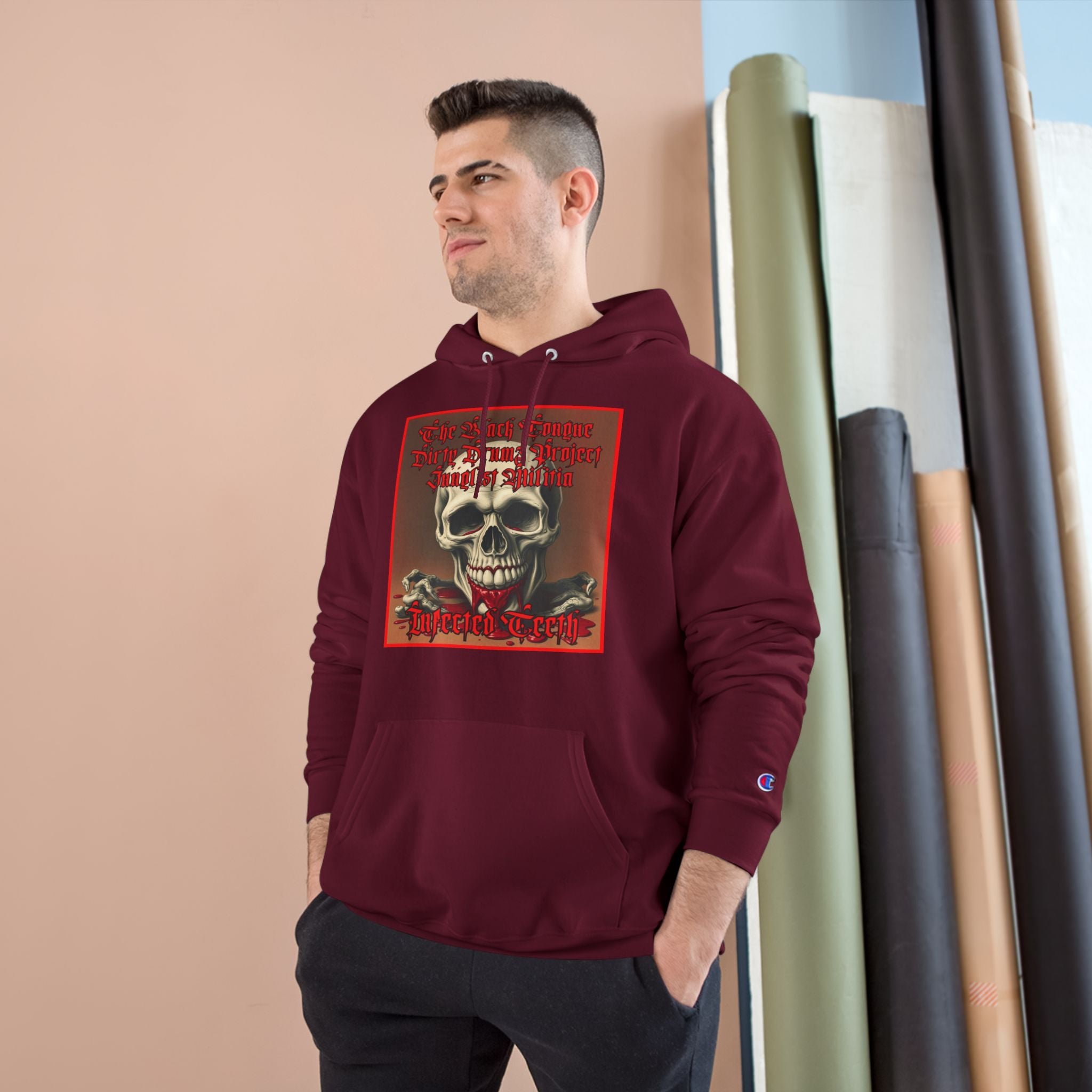 Champion Hoodie-INFECTED TEETH-The Black Tongue-Dirty Drumz- Project-Junglist Militia