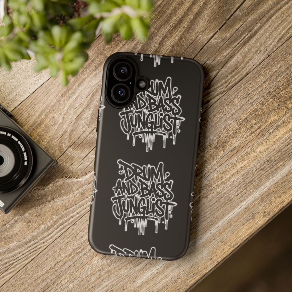 Drum and Bass Junglist Black Graffiti Tough Phone Case | iPhone & Samsung Protective Case