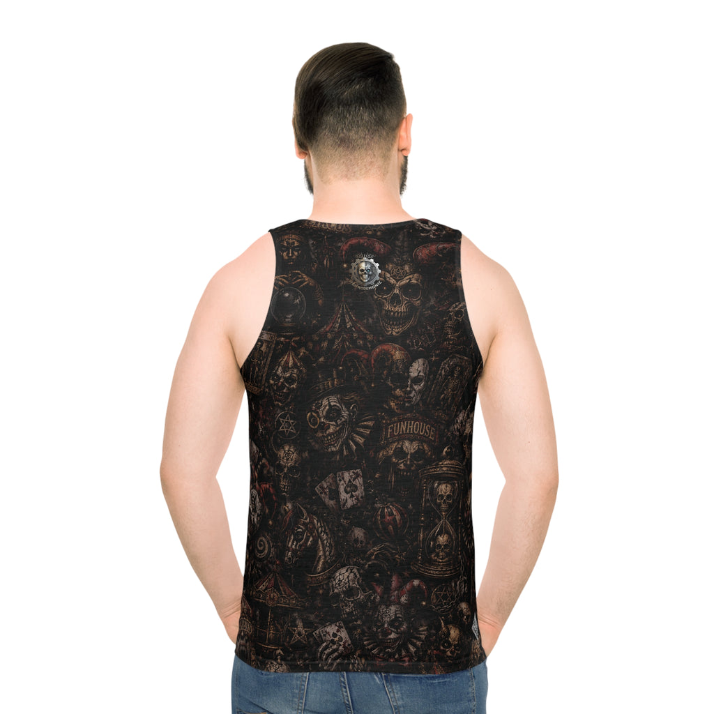NeuroDemonic Carnival of the Damned Tank Top – Premium Horror Circus Streetwear Edition